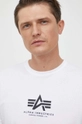 biały Alpha Industries t-shirt bawełniany