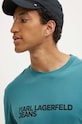 Bavlnené tričko s dlhým rukávom Karl Lagerfeld Jeans tyrkysová 235D1708