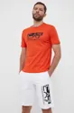 Βαμβακερό μπλουζάκι EA7 Emporio Armani πορτοκαλί