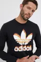 чёрный Хлопковый лонгслив adidas Originals