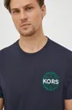 tmavomodrá Bavlnené tričko Michael Kors