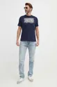 Βαμβακερό μπλουζάκι Armani Exchange σκούρο μπλε