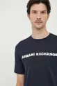 mornarsko modra Bombažna kratka majica Armani Exchange