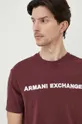 burgundské Bavlnené tričko Armani Exchange