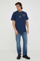 Bombažna kratka majica Les Deux mornarsko modra