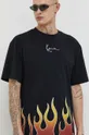 μαύρο Βαμβακερό μπλουζάκι Karl Kani