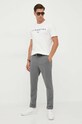 La Martina t-shirt bawełniany WMR005 beżowy AW23