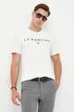 La Martina t-shirt bawełniany beżowy WMR005