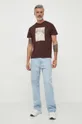 Βαμβακερό μπλουζάκι Pepe Jeans καφέ