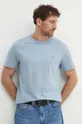 μπλε Βαμβακερό μπλουζάκι Gant