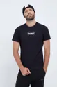 μαύρο Βαμβακερό μπλουζάκι Hummel
