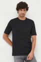 Sisley tricou din bumbac negru 3096S101J.100