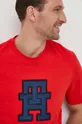 czerwony Tommy Hilfiger t-shirt bawełniany