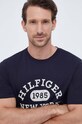 Bavlnené tričko Tommy Hilfiger tmavomodrá MW0MW32593