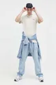 Βαμβακερό μπλουζάκι Tommy Jeans μπεζ
