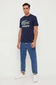Lacoste t-shirt bawełniany TH1285 granatowy SS25