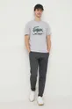 Βαμβακερό μπλουζάκι Lacoste γκρί