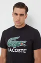 μαύρο Βαμβακερό μπλουζάκι Lacoste