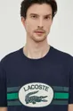 tmavomodrá Bavlnené tričko Lacoste