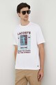 Bombažna kratka majica Lacoste bela TH5642