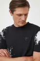 μαύρο Βαμβακερό μπλουζάκι PLEIN SPORT