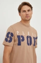 beżowy PLEIN SPORT t-shirt bawełniany