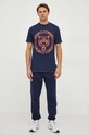 PLEIN SPORT t-shirt bawełniany AACC.MTK6550.SJY001N granatowy AW23