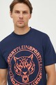 PLEIN SPORT t-shirt bawełniany granatowy AACC.MTK6550.SJY001N