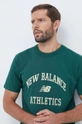 zielony New Balance t-shirt bawełniany