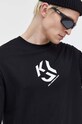 Pamučna majica dugih rukava Karl Lagerfeld Jeans crna 236D1705