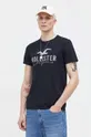 μαύρο Βαμβακερό μπλουζάκι Hollister Co.