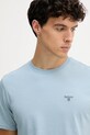 Бавовняна футболка Barbour блакитний MTS0331