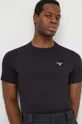 μαύρο Βαμβακερό μπλουζάκι Barbour