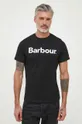 μαύρο Βαμβακερό μπλουζάκι Barbour Ανδρικά