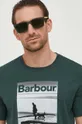 πράσινο Βαμβακερό μπλουζάκι Barbour