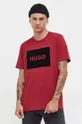 μπορντό Βαμβακερό μπλουζάκι HUGO