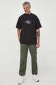 Бавовняна футболка Calvin Klein Jeans J30J324452 чорний AW23
