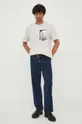 Bombažna kratka majica Calvin Klein bež