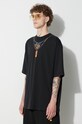 Marcelo Burlon tricou din bumbac Feathers Necklace negru CMAA054C99JER0021025