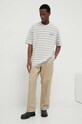 Βαμβακερό μπλουζάκι AllSaints UNDERGROUND STRIPE S MG020Z μπεζ AW24