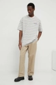 AllSaints tricou din bumbac UNDERGROUND STRIPE S MG020Z bej AW24