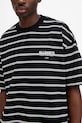 Bavlněné tričko AllSaints UNDERGROUND STRIPE S modrá MG020Z