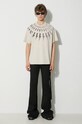 Neil Barett t-shirt bawełniany EASY DROPPED SHOULDER FAIRISLE PBJT165.V502S.3643 beżowy AW23