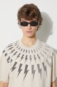 Neil Barett t-shirt bawełniany EASY DROPPED SHOULDER FAIRISLE PBJT165.V502S.3643 beżowy