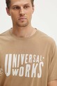 Universal Works t-shirt bawełniany MYSTERY TRAIN PRINT TEE beżowy 29182
