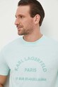 Karl Lagerfeld t-shirt bawełniany 532224.755053 turkusowy AW23
