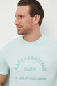 Βαμβακερό μπλουζάκι Karl Lagerfeld τιρκουάζ