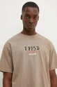 beżowy Evisu t-shirt bawełniany Kumadori Daruma Double Daicock Printed