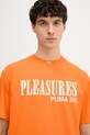 Bavlnené tričko Puma PUMA x PLEASURES Typo Tee oranžová 620878