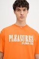 Βαμβακερό μπλουζάκι Puma PUMA x PLEASURES Typo Tee πορτοκαλί 620878
